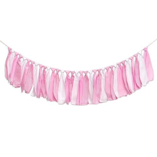 Pink and White Gingham Banner/Garland - color: Pink