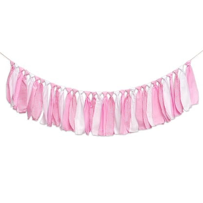 Pink and White Gingham Banner/Garland - color: Pink