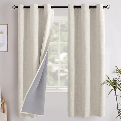 YoungsTex Linen Blackout Curtains 38 X 63 Inch Length for Bedroom - color: Linen, size: 38"W x 63"L (Pack of 2)