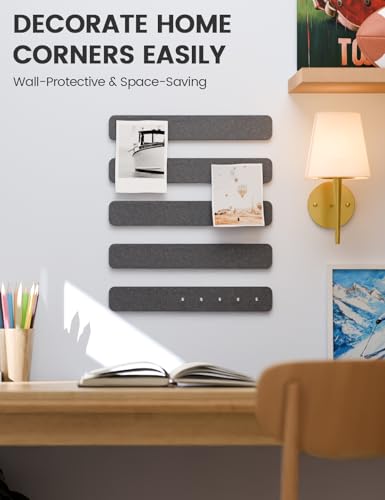 Fluxynara 13" x 2" Felt Wall Panels, Charcoal Gray - color: Charcoal Gray, size: 5-pack