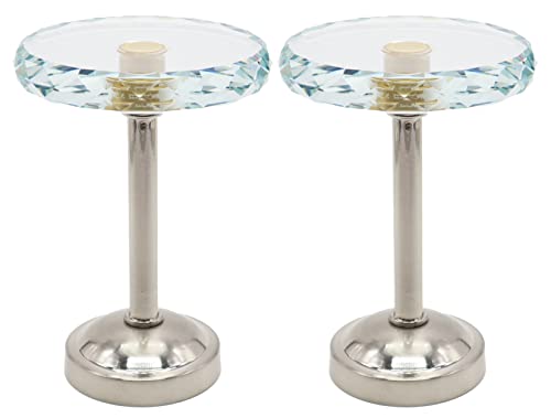 Set of 2 Cut Crystal Window Drapery Medallion Holdbacks, Curtain Tiebacks, Wall Hook, Tassel Holder, Satin Nickel - color: Satin Nickel