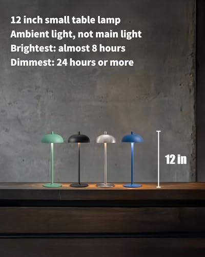 12" Cordless Table Lamps Set of 2, Green Modern Portable Desk Lamp - color: Green (2 Pack)