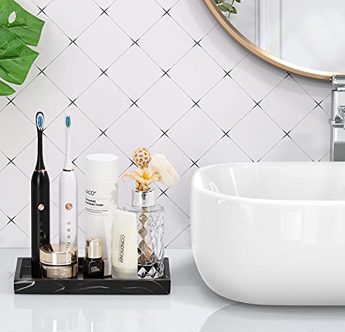 Luxspire Resin Bathroom Vanity Tray Countertop Organizer, Mini, Ink Black - color: Ink Black, size: Mini
