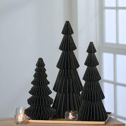 Your Heart's Content Set of 3 Black Winter Honeycomb Trees (Lg Set 3 Black) - color: Large Set 3 Black