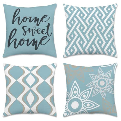 Hexagram Throw Pillow Covers 18x18, Blue Outdoor Pillow Covers Set of 4 - color: Blue, size: 18" x 18" (Pack of 4)