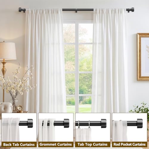 2 Pack Curtain Rods for Windows 32-96 Inch, 1 Inch Adjustable Black Curtain Rod Set with Brackets, Easy Install - color: Black, size: 32"-96"/2 Pack