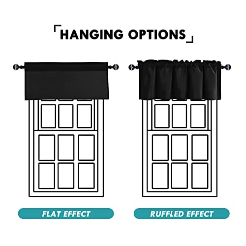 JIUZHEN Black Valance Curtains for Window 1 Panel, 30 x 24 Inches - color: Black, size: 30"W x 24"L (Pack of 1)