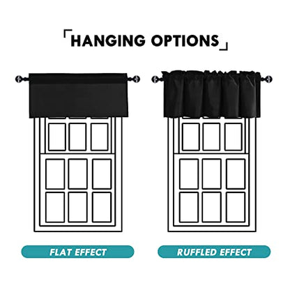 JIUZHEN Black Valance Curtains for Window 1 Panel, 42 x 18 Inches - color: Black, size: 42"W x 18"L (Pack of 1)