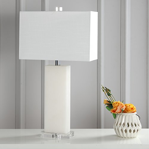 JONATHAN Y Tiggie 27" Alabaster Table Lamp, White Alabaster/Clear - color: White Alabaster