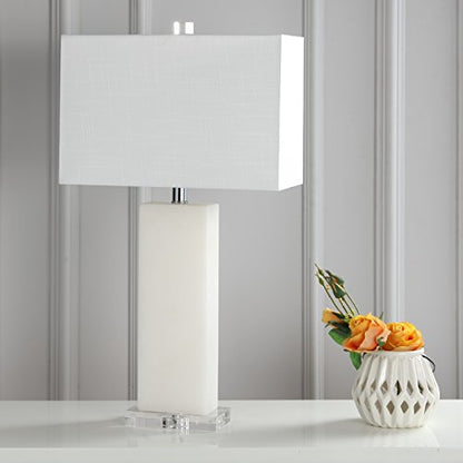 JONATHAN Y Tiggie 27" Alabaster Table Lamp, White Alabaster/Clear - color: White Alabaster