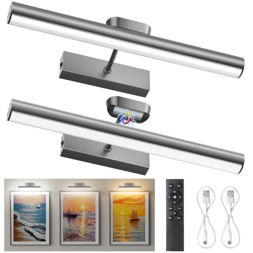 Picture Light for Wall, 4000mAh, 13.8 Inch, 2 Pack Grey - color: Gray