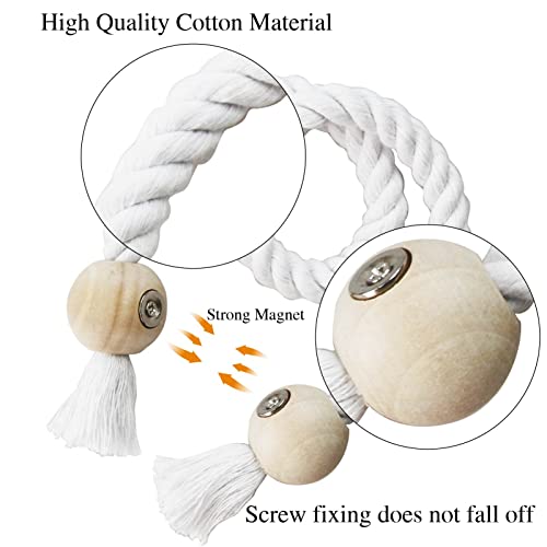 Magnetic Curtain Tiebacks Holdback Cotton Rope Tie Backs for Drapes Porlau - color: White, size: 2 Pack