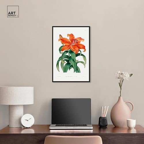Art Remedy Botanical Prints Canvas, 16" x 24", Black Frame, Thunberg Orange Lily - color: Black Frame, size: 25"L x 17"W