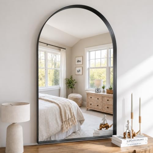 40"x30" Black Arched Mirror, Arched Wall Mirror with Metal Frame, Wall Mounted Large Arched Mirror for Living Room, Restroom, Entryway, Tempered Glass, Modern Home Decor - color: Black-square Corner, size: 40"L x 30"W
