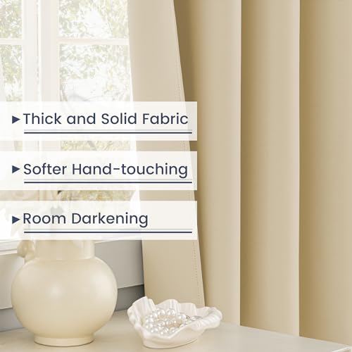 Extra Long Grommet Blackout Curtains, 1 Panel, Beige, W52 x L144 - color: Beige, size: 52"W x 144"L (Pack of 1)