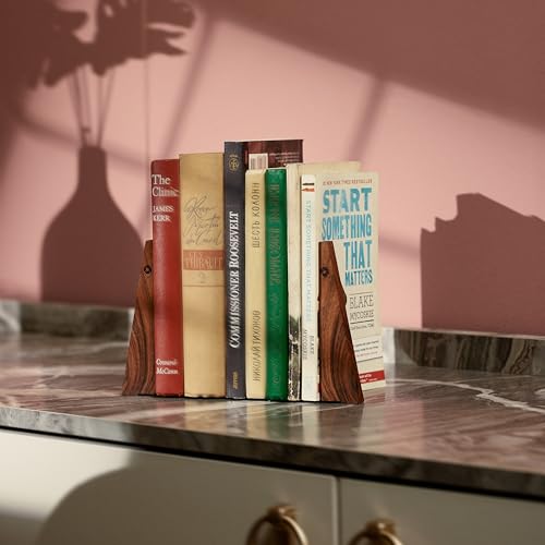 TILISMA Wooden Bookends with Metal Base | Slick, Smart Design