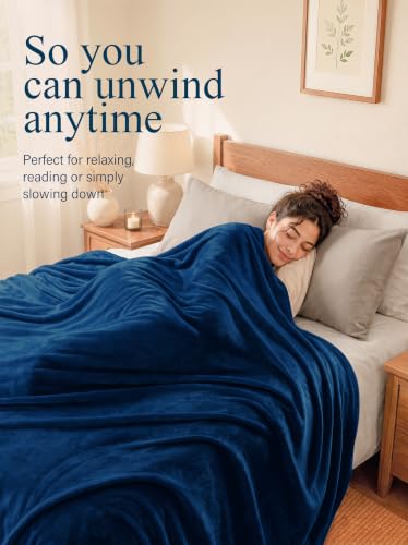 Utopia Bedding Fleece Blanket Throw XL Size Navy 300GSM Luxury Anti-Static Fuzzy Soft Microfiber Blanket for Couch, Sofa and Bed (70x50 Inch) - color: Navy, size: Throw XL (50x70 Inch)