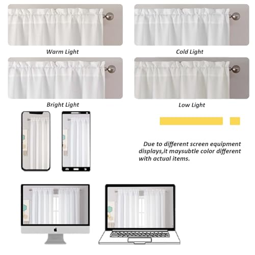 Chyhomenyc 2 Panels White Curtains 24 Inch Length Tier Curtain - color: White, size: 30"W x 24"L (Pack of 2)