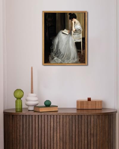 UPWOIGH Jacques-Emile Blanche The Reader Framed Wall Art, 16 x 24 Inch - color: Brown Woman, size: 24"L x 16"W