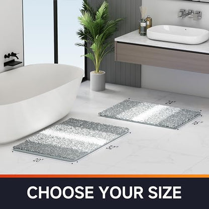 Bathroom Rugs,Soft Microfiber Shaggy Bath Mats,24"x16" Grey - color: Grey, size: 1'4" x 2' (Rectangular)