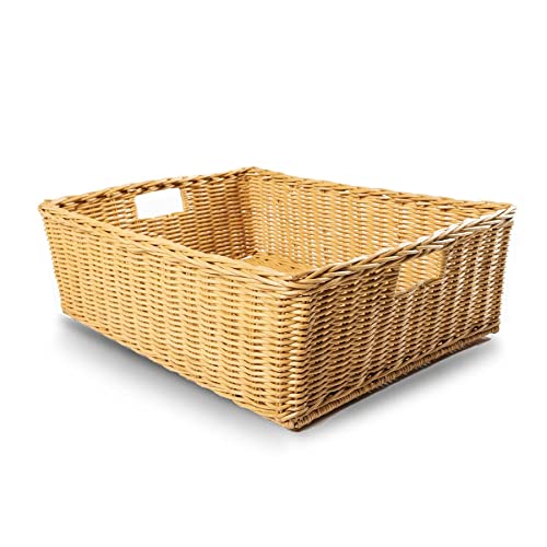 The Basket Lady Underbed Wicker Storage Basket, XL, Sandstone - color: Sandstone, size: Extra Large