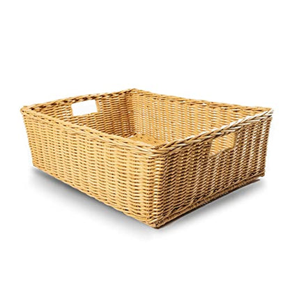 The Basket Lady Underbed Wicker Storage Basket, XL, Sandstone - color: Sandstone, size: Extra Large