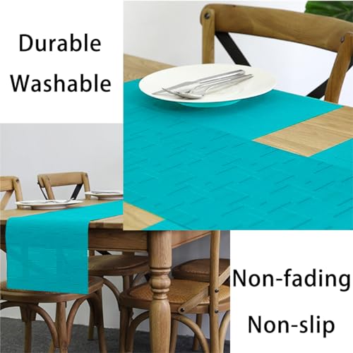 PIGCHCY Placemats,Durable Heat Resistant Placemats for Dining Table,Washable Woven Vinyl Kitchen Placemats Set of 4 (18 x 12 inches, Turquoise) - color: C: Blue Turquoise, size: 4 Placemats