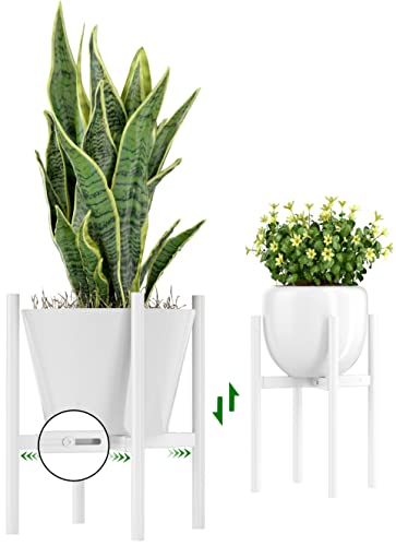 EKNITEY Adjustable Metal Plant Stand - Fits 8 to 12.5 inches Pots (White) - color: White