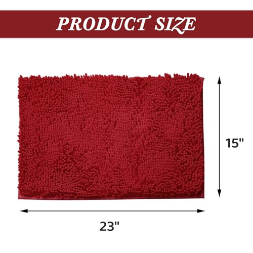 Non-Slip Bath Rug,Extra Soft Microfiber Bedroom Shag Carpet with Anti-Slip Backing,Water/Dust Absorbent Fast Dry Shower Mat,Sound Insulated Stairs Pad,Machine Washable (Red,15 x 23 Inches) - color: Red, size: 15"x23"