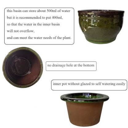 African Violet Self Watering Pots Olive drab 6 inch - color: Olive Drab