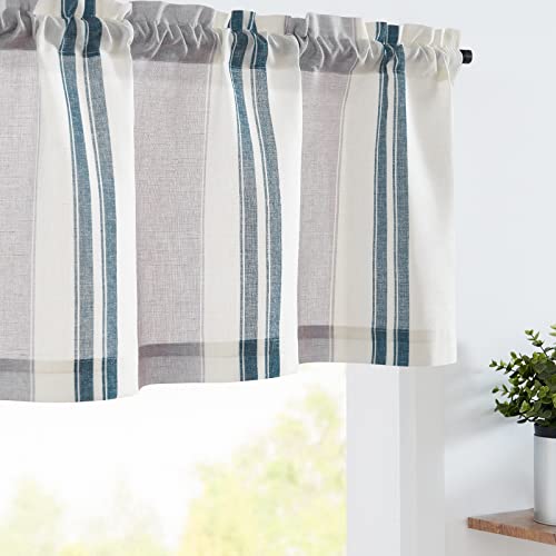 jinchan Linen Pencil Stripe Valances for Window 16 inch,Blue,1 Panel - color: Pencil Stripe | Blue Grey, size: 50"W x 16"L (Pack of 1)