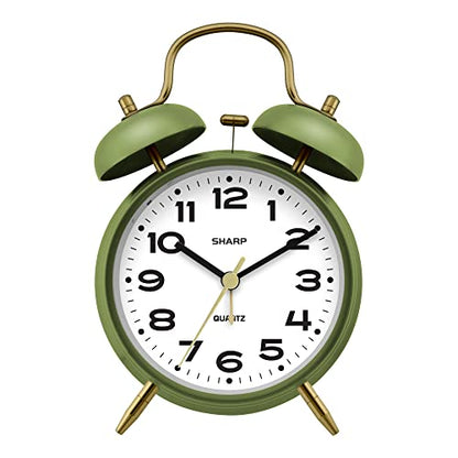 Sharp Twin Bell Alarm Clock for Heavy Sleepers, 4-Inch, Matte Sage - color: Matte Sage