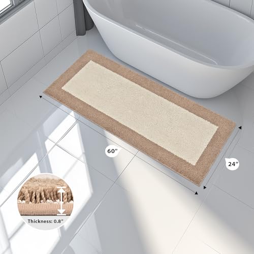 anllugs Bathroom Rugs, 24" x 60" Soft Bath Rugs, Beige & Grayish Brown - color: Beige & Grayish Brown, size: 24" X 60"