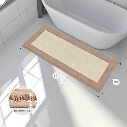 anllugs Bathroom Rugs, 24" x 60" Soft Bath Rugs, Beige & Grayish Brown - color: Beige & Grayish Brown, size: 24" X 60"