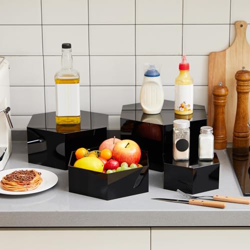 Leinuosen 7 Pcs Large Acrylic Buffet Risers, 6-12" Hexagonal, Black - color: Black, size: 6" to 12", style: Hexagonal
