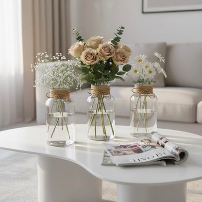 6Pcs Mason Jars for Centerpiece Glass Flower Bud Vase Transparent Vases - color: Transparent