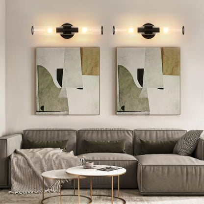 Morauroral Black Battery Operated Wall Sconces Set of 2 - color: Matte Black