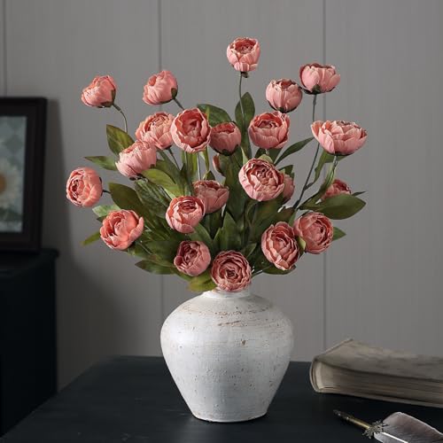 6 Pcs 27" Faux Silk Peony Artificial Flowers Stems for Vase (Dusty Pink) - color: Dusty Pink