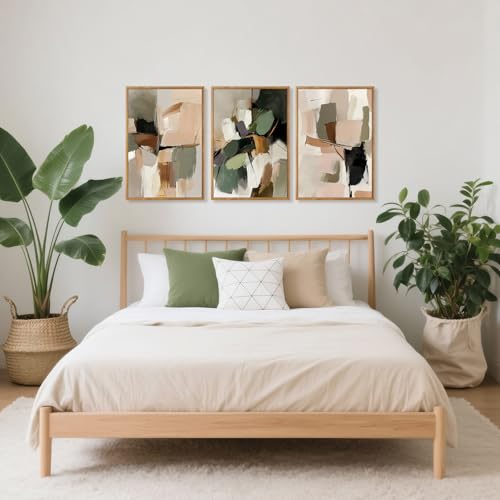 CHDITB Abstract Modern Framed Canvas Wall Art, Neutral Mid Century Painting - color: Abstract, size: 16"L x 24"W