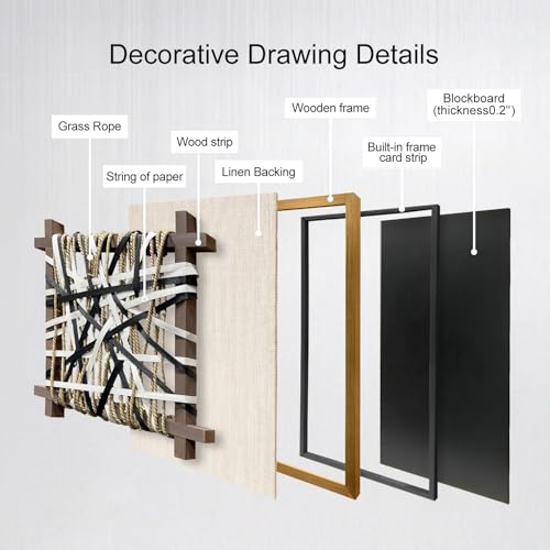 BrightA Wabi-Sabi Hand-Woven Jute Rope Framed Rustic Wall Art - color: Black + White + Natural Beige + Natural wood tone, size: 23.6"x23.6"