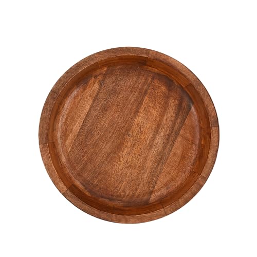 Samhita Mango Wood Round White Decorative Bowls for Rustic Home Decor Table Centerpieces Home Party Wedding Décor (10" x 10" x 2.5")
