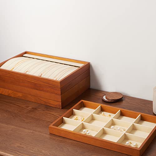 Oirlv Wood 13 Grids Necklace/Bracelet/Pendant Display Tray Jewelry Drawer Organizer Stackable Jewelry Trays (Creamy-white) - color: Creamy-white 13 grid necklace/pendant/bracelet tray