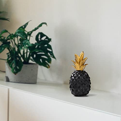 Resin Pineapple Statue, Black Modern Luxury Tabletop Decor, 7.8in (H) - color: Black