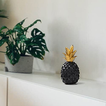 Resin Pineapple Statue, Black Modern Luxury Tabletop Decor, 7.8in (H) - color: Black