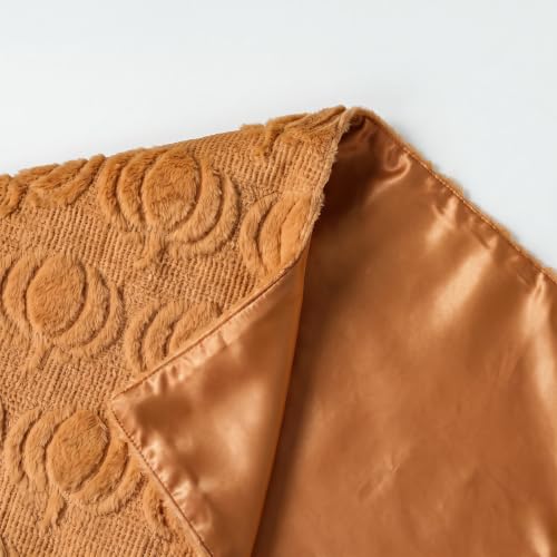 Artoid Mode Caramel Soft Faux Fur Pumpkins Fall Table Runner 13x108 Inch - color: Caramel, size: 13" x 108", Table Runner