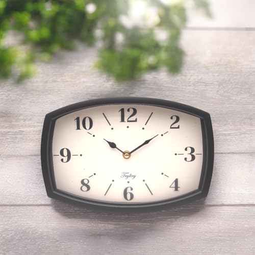 Small Wall Clock Silent Retro Rectangular Clock Black Rectangle - color: Black