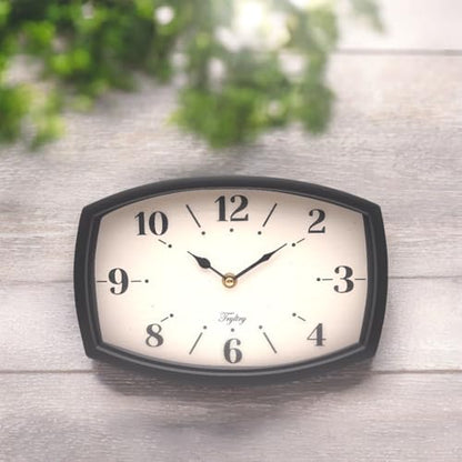 Small Wall Clock Silent Retro Rectangular Clock Black Rectangle - color: Black