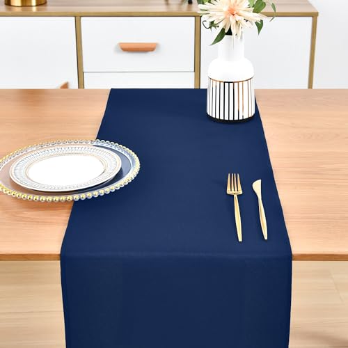 Farmhouse Navy Blue Table Runner Dining Table Runners 90 Inches Long Coffee Table Runner for Dresser Living Room Bedroom Holiday Party Banquet 12X90 Inch - size: 12X90 Inch