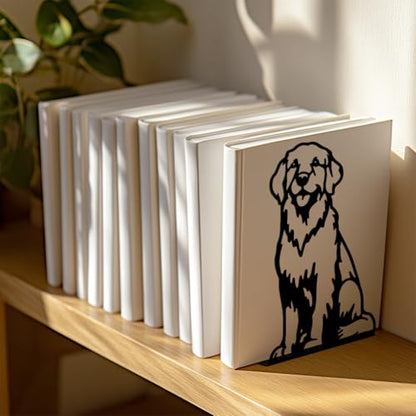 Peacoblue 5.3"x4.3"x7.8" Metal Bookends, Heavy Duty Book Ends for Shelves - style: Golden Retriever