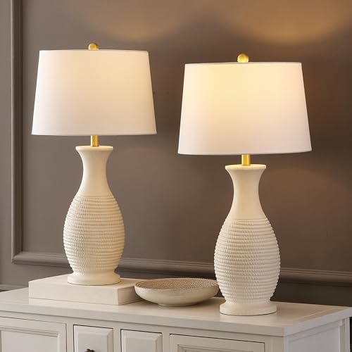 SAFAVIEH Bentlee Table Lamp Set of 2, 30" Coastal Bone TBL4131B-SET2 - color: Bone